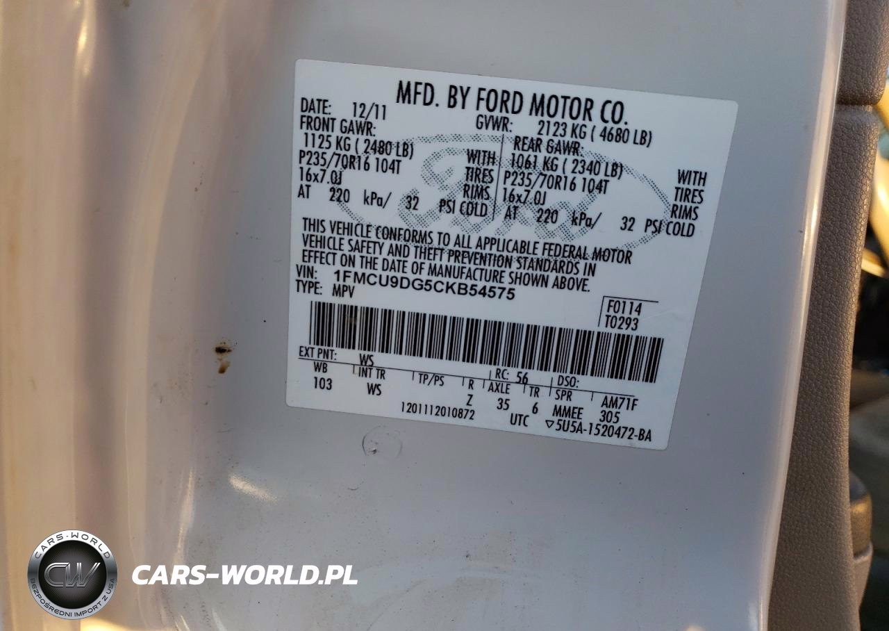 2012 Ford Escape Xlt VIN:1FMCU9DG5CKB54575 - 13