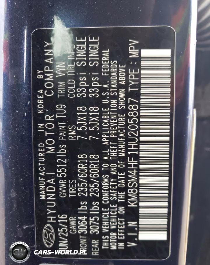 2017 Hyundai Santa Fe Se VIN:KM8SM4HF1HU205887 - 12