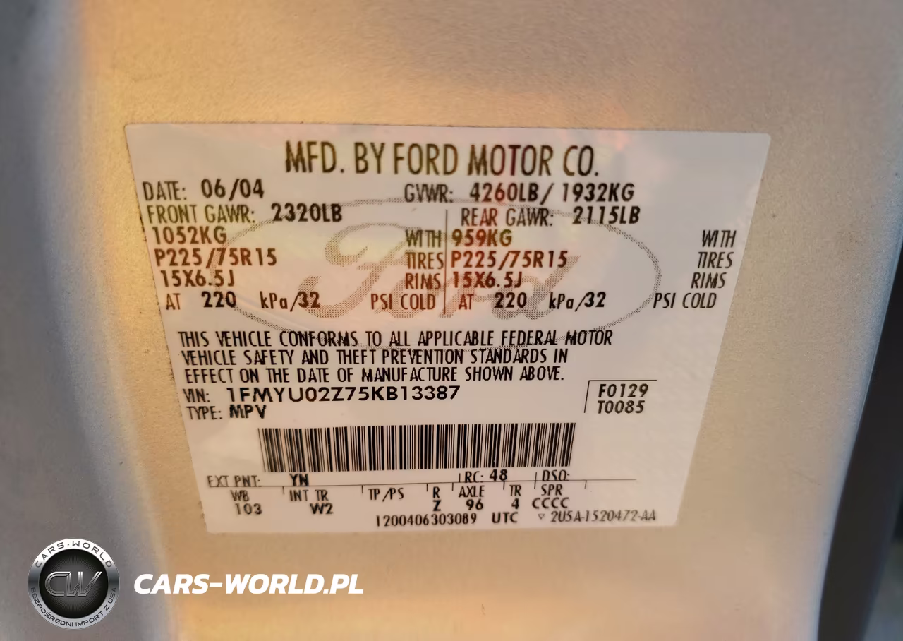 FORD ESCAPE XLS VIN:1FMYU02Z75KB13387 - 10