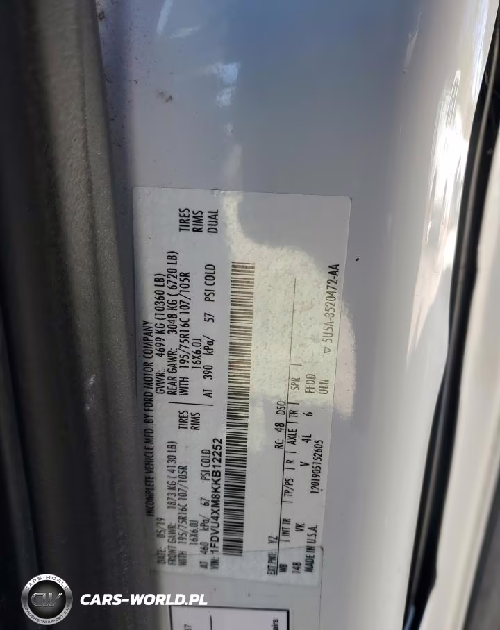 2019 Ford Transit T-350 Hd VIN:1FDVU4XM8KKB12252 - 13
