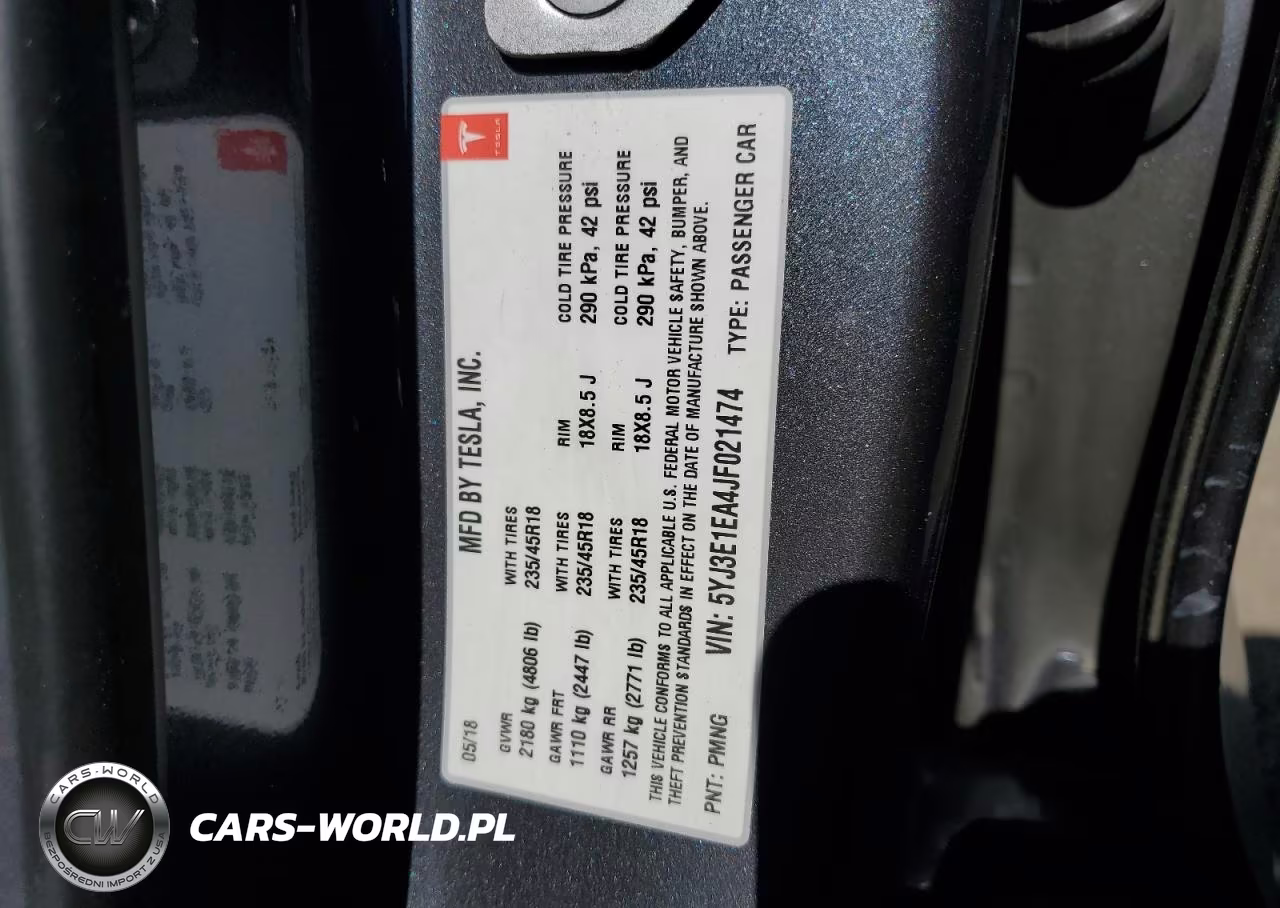 2018 Tesla Model 3 VIN:5YJ3E1EA4JF021474 - 12