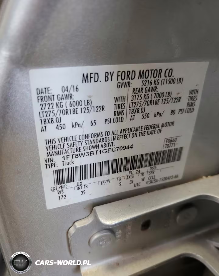 FORD F350 SUPER VIN:1FT8W3BT1GEC70944 - 12