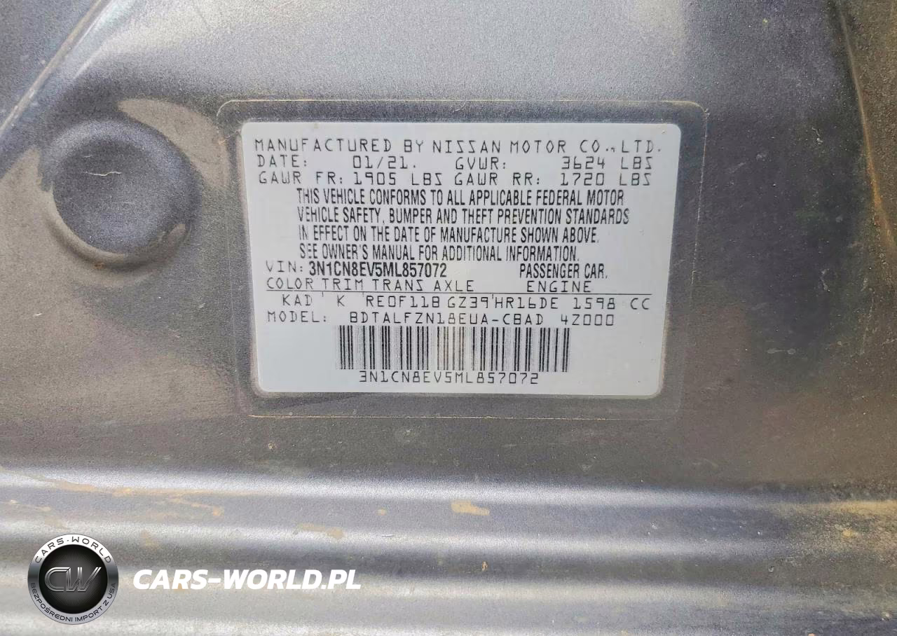 2021 Nissan Versa Sv VIN:3N1CN8EV5ML857072 - 12