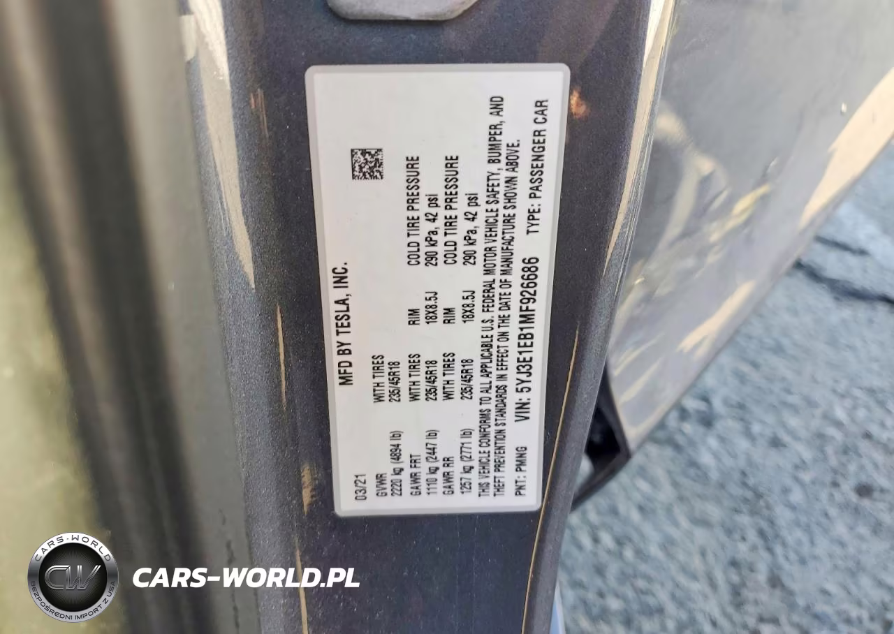 2021 Tesla 3 VIN:5YJ3E1EB1MF926686 - 12