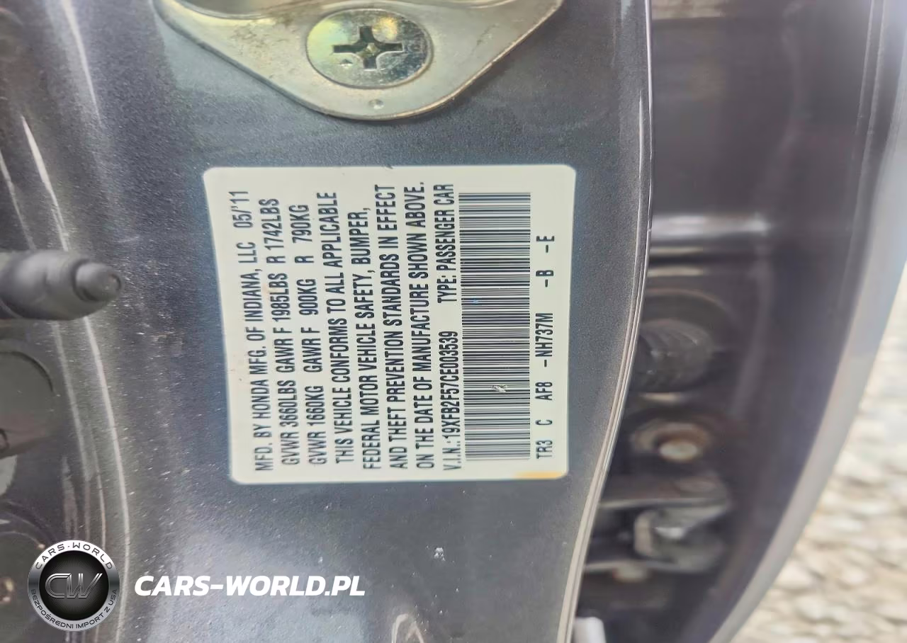 2012 Honda Civic Lx VIN:19XFB2F57CE003539 - 13
