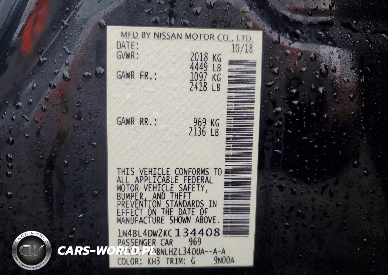 2019 Niss Altima 2.5 Sv VIN:1N4BL4DW2KC134408 - 12