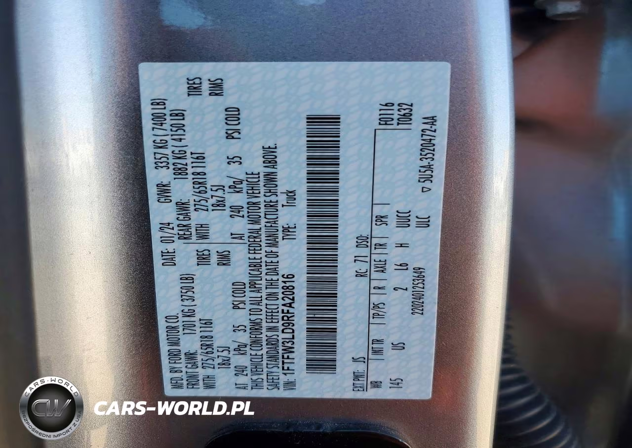2024 Ford F150 Xlt VIN:1FTFW3LD9RFA20816 - 13