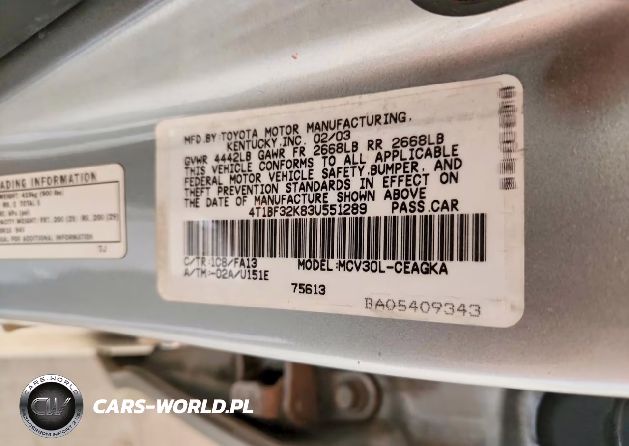 2003 Toyota Camry Xle V6 VIN:4T1BF32K83U551289 - 12