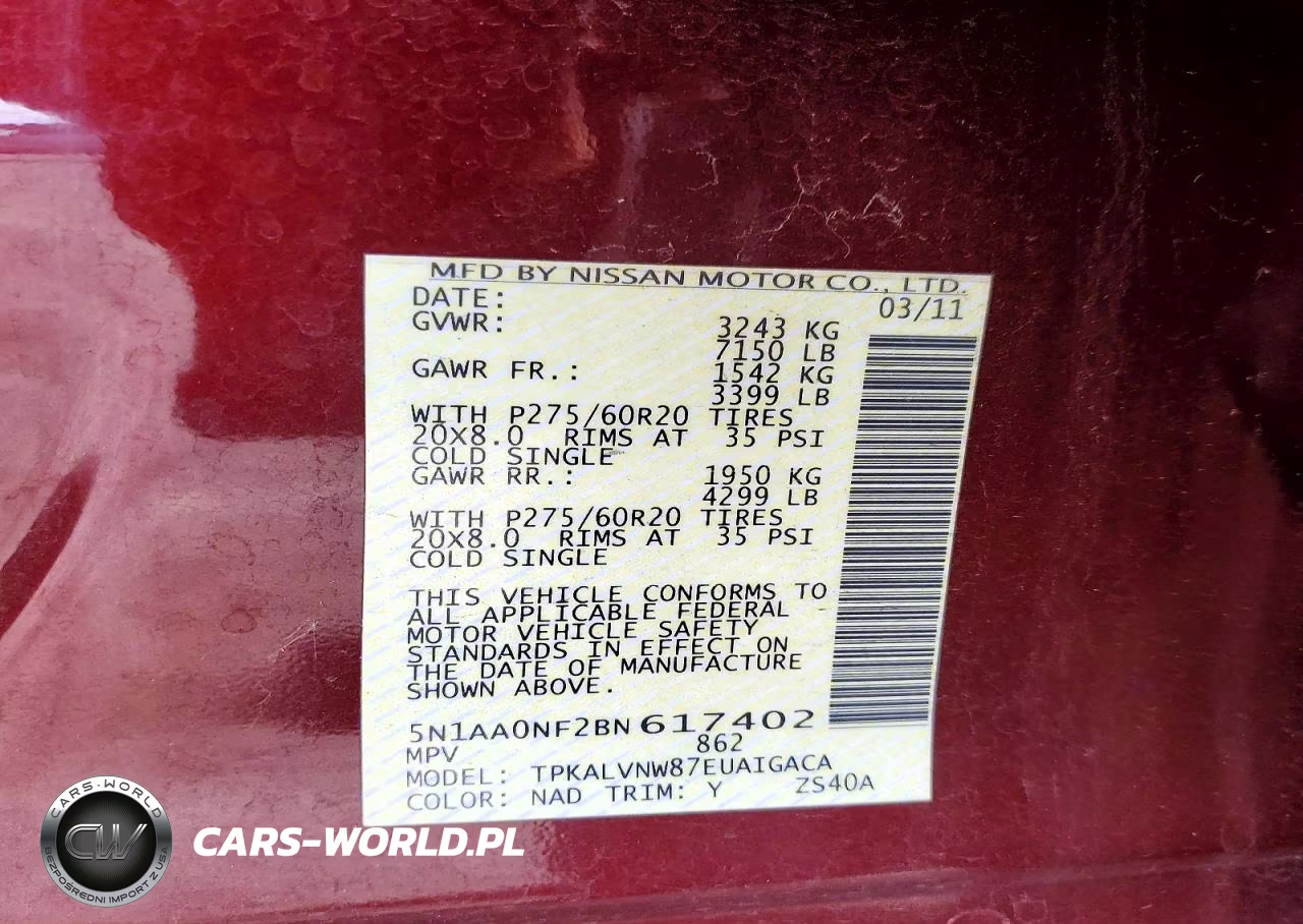 2011 Nissan Armada Platinum VIN:5N1AA0NF2BN617402 - 13