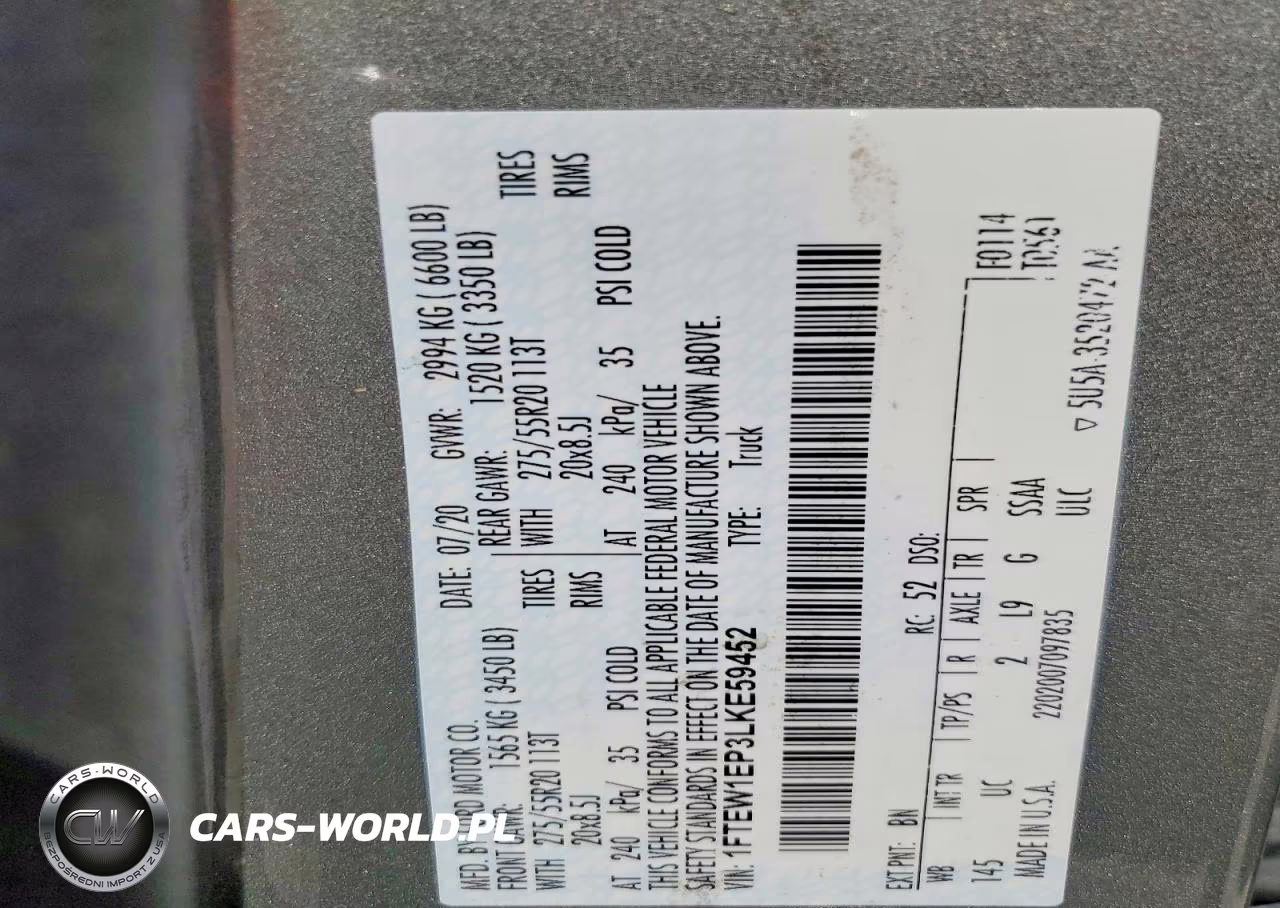 2020 Ford F150 Supercrew VIN:1FTEW1EP3LKE59452 - 12