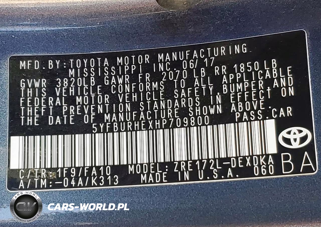 2017 Toyota Corolla L VIN:5YFBURHEXHP709800 - 12