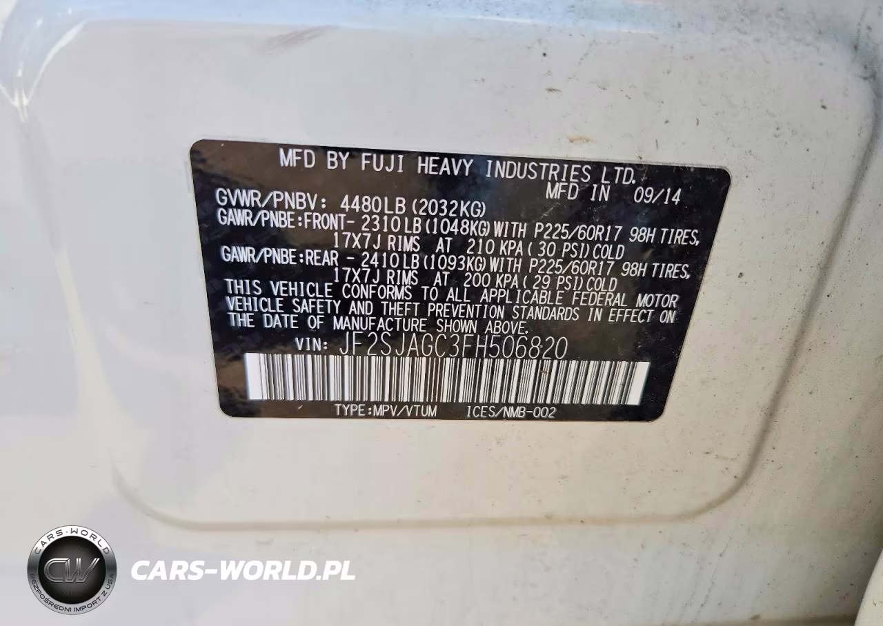 2015 Subaru Forester 2.5I Premium VIN:JF2SJAGC3FH506820 - 12