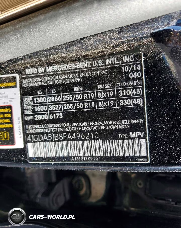 2015 Mercedes-Benz Ml VIN:4JGDA5JB8FA496210 - 12