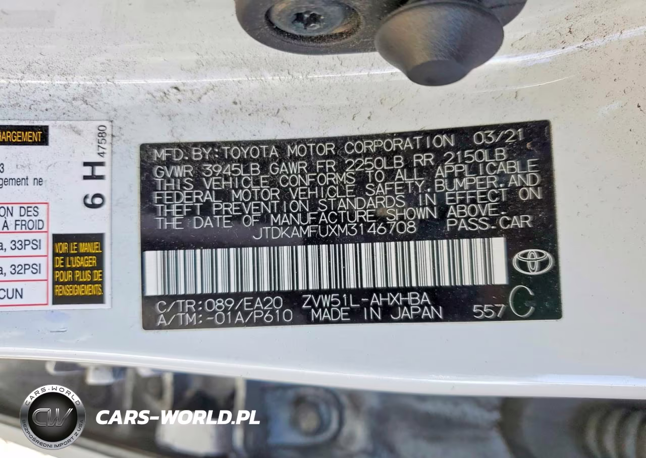2021 Toyota Prius Xle VIN:JTDKAMFUXM3146708 - 12