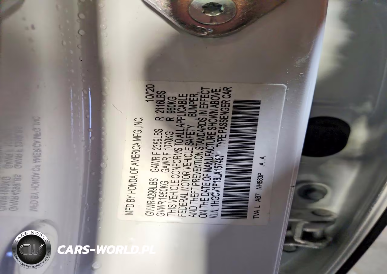 2020 Honda Accord Lx VIN:1HGCV1F18LA157487 - 13