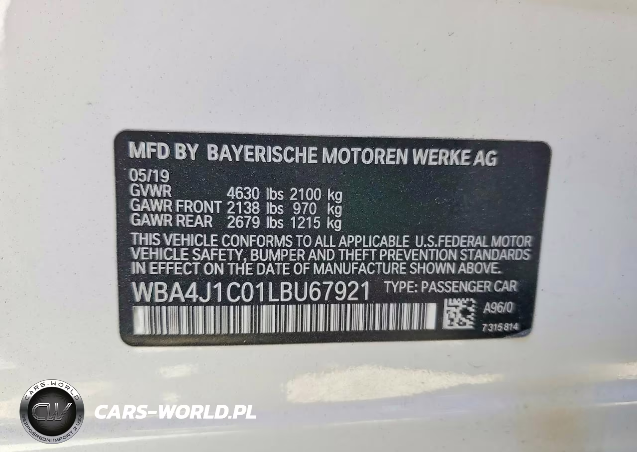 2020 BMW 430I Gran Coupe VIN:WBA4J1C01LBU67921 - 13