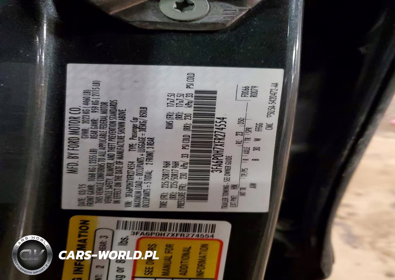 2015 Ford Fusion Se VIN:3FA6P0H7XFR274554 - 12