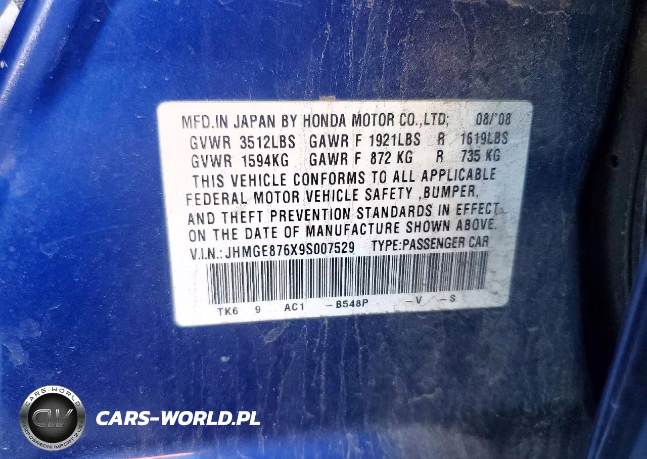 2009 Hond Fit VIN:JHMGE876X9S007529 - 13