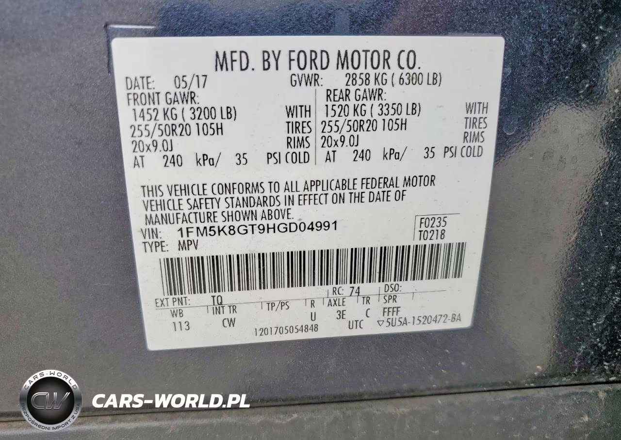 2017 Ford Explorer Sport VIN:1FM5K8GT9HGD04991 - 12