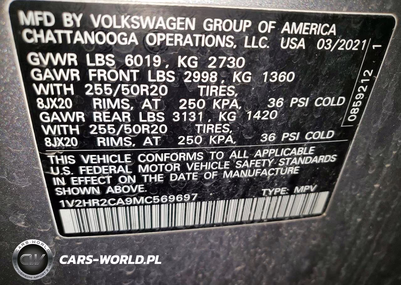 2021 Volkswagen Atlas Se VIN:1V2HR2CA9MC569697 - 13