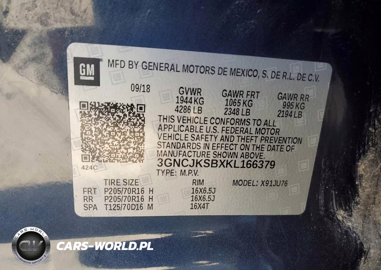 2019 Chevrolet Trax Ls VIN:3GNCJKSBXKL166379 - 13