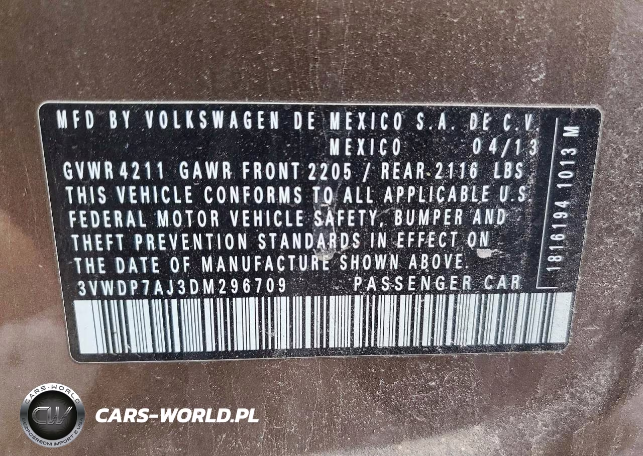 2013 Volkswagen Jetta Se VIN:3VWDP7AJ3DM296709 - 12