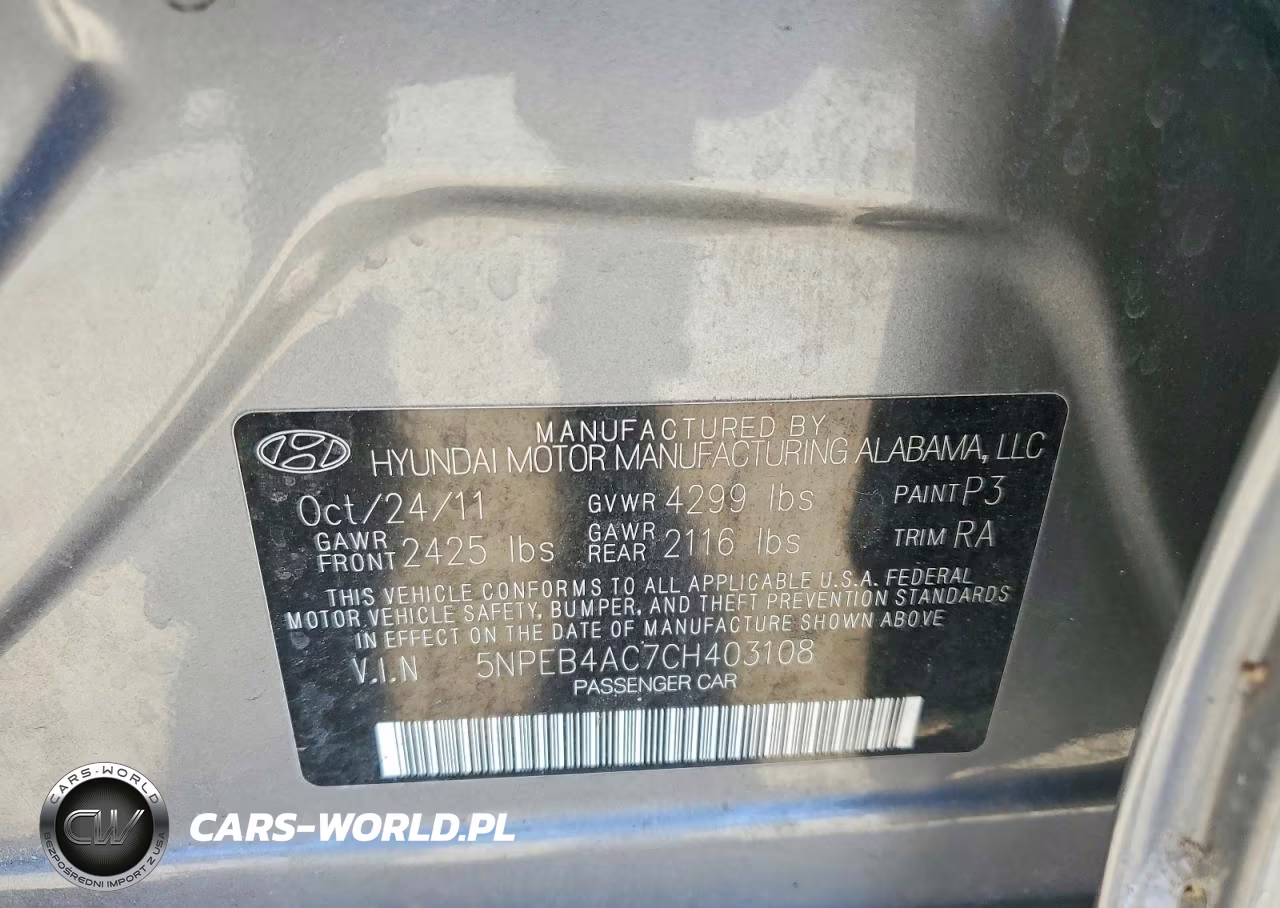2012 Hyundai Sonata Gls VIN:5NPEB4AC7CH403108 - 12
