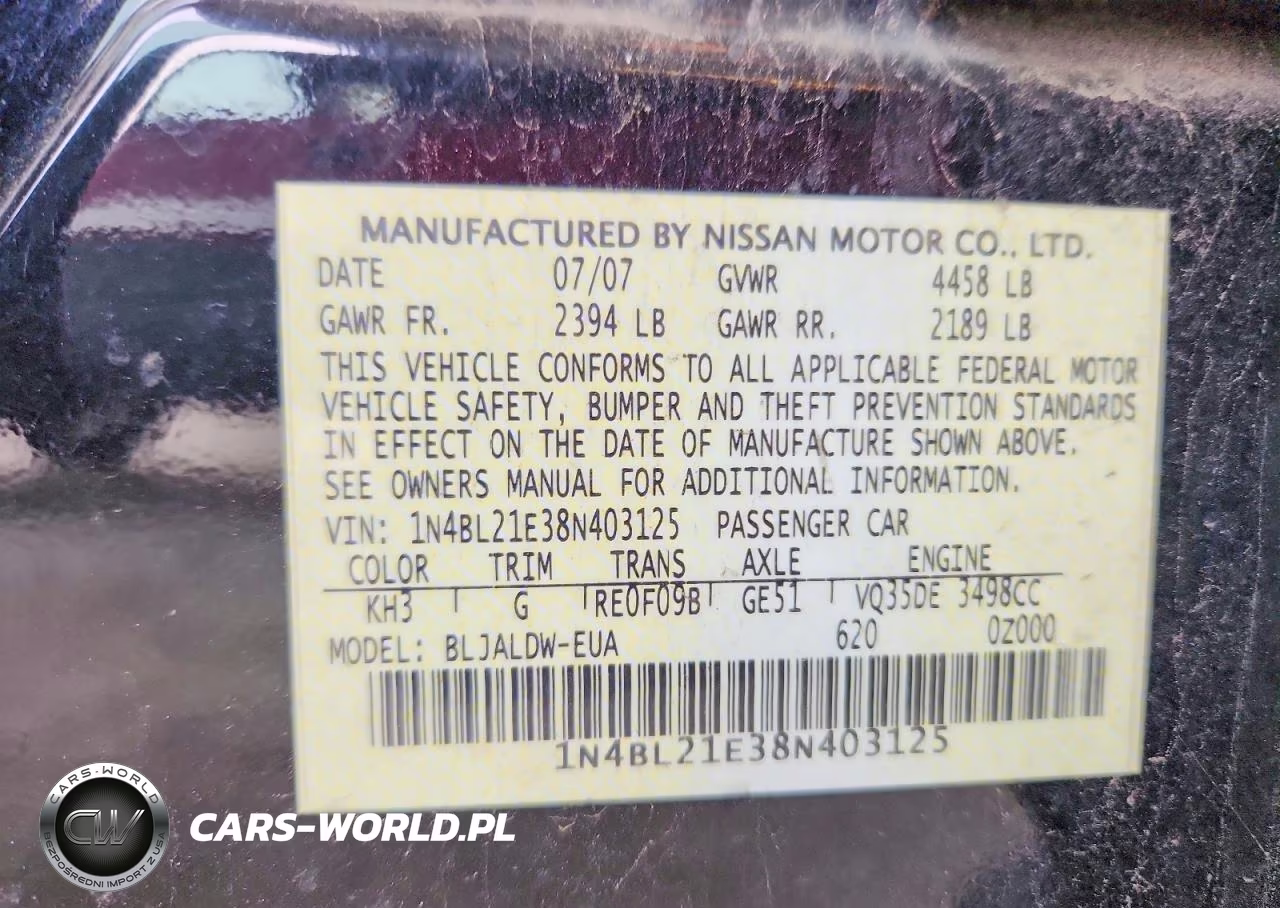 2008 Nissan Altima 3.5 Se VIN:1N4BL21E38N403125 - 12