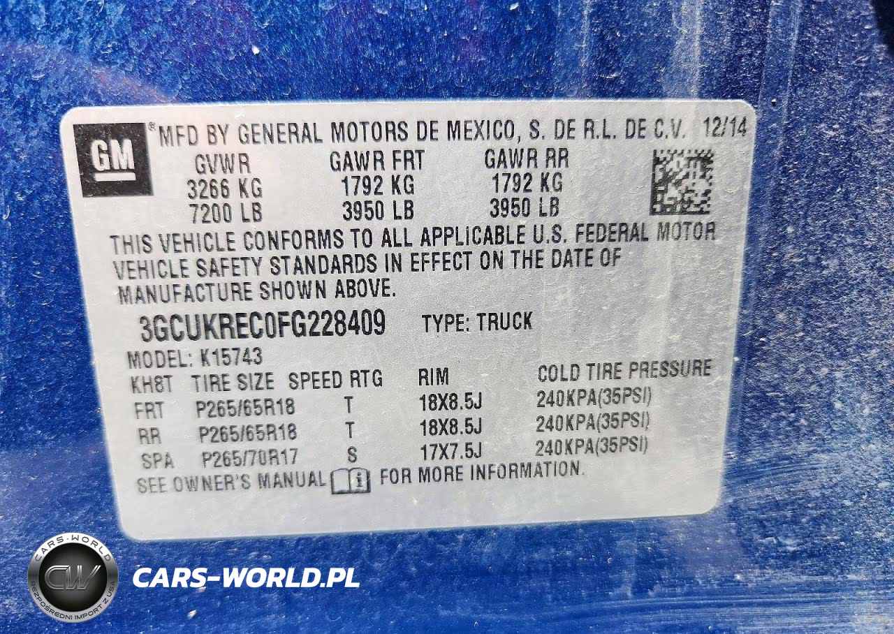 2015 Chevrolet Silverado K1500 Lt VIN:3GCUKREC0FG228409 - 12