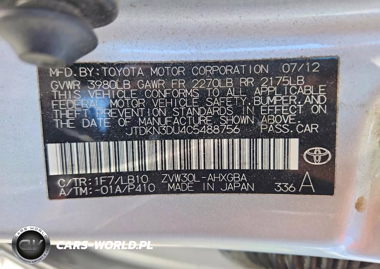 2012 Toyota Prius Four VIN:JTDKN3DU4C5488756 - 12