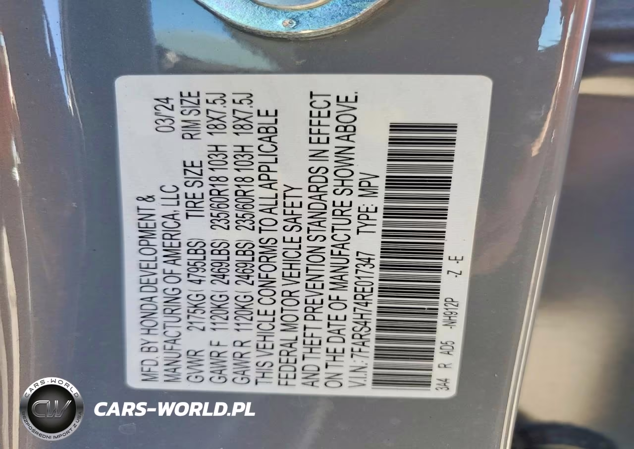 2024 Honda Cr-V Exl VIN:7FARS4H74RE017347 - 13