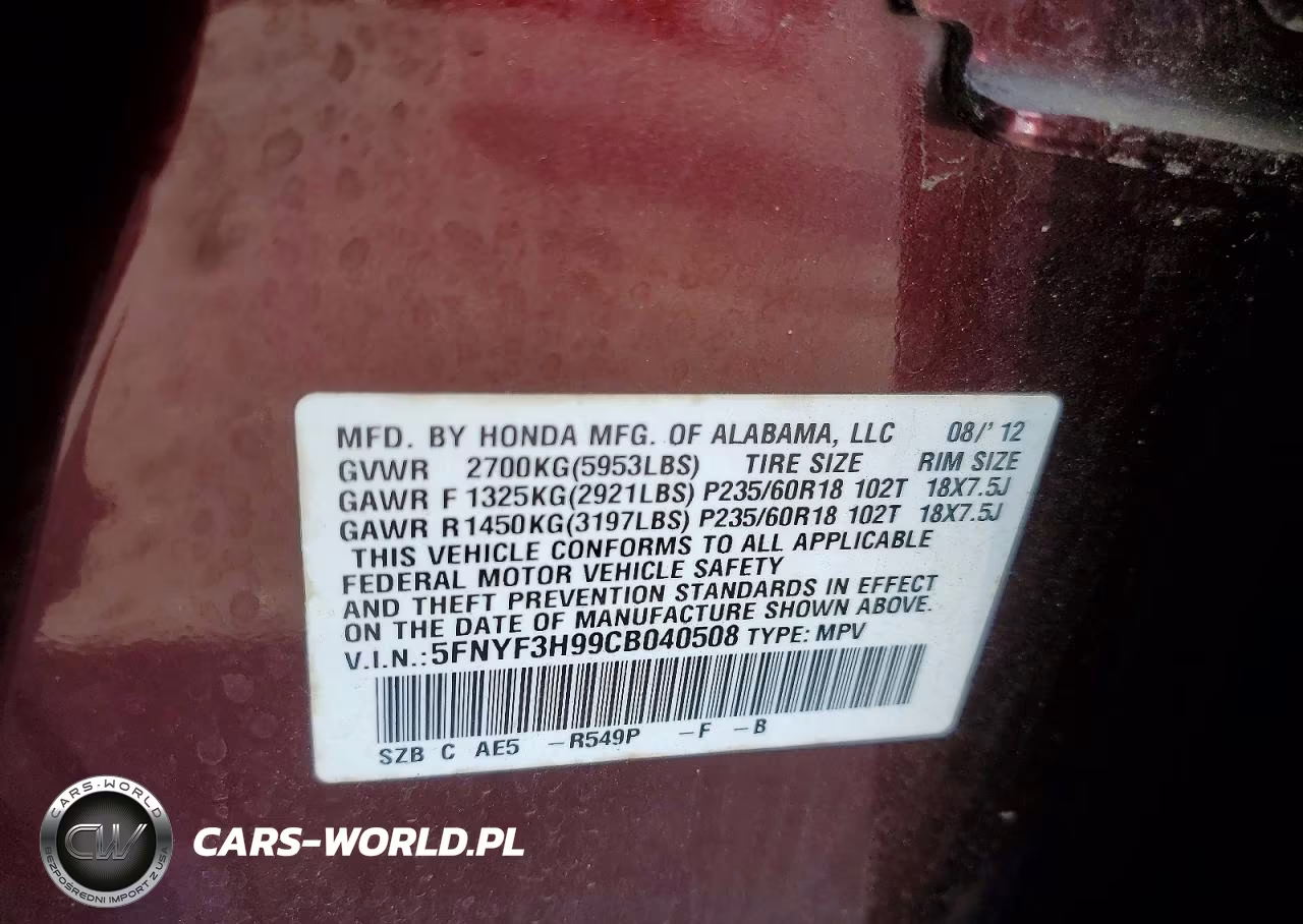 2012 Honda Pilot Touring VIN:5FNYF3H99CB040508 - 13