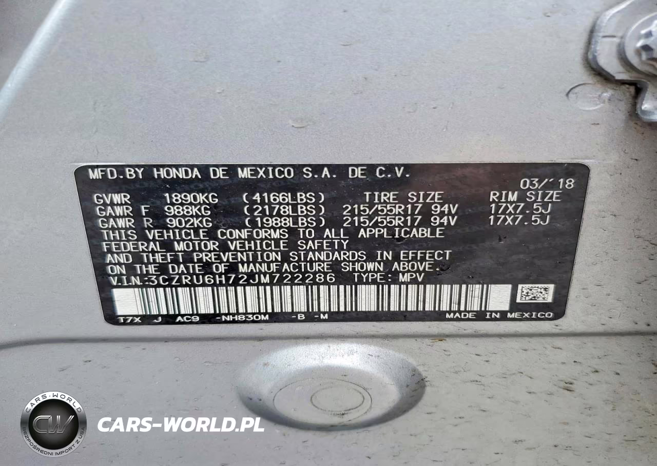 2018 Honda Hr-V Exl VIN:3CZRU6H72JM722286 - 13