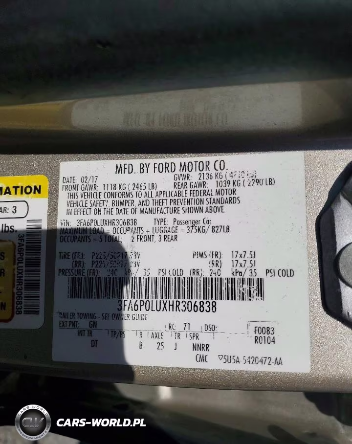 2017 Ford Fusion Se Hybrid VIN:3FA6P0LUXHR306838 - 12