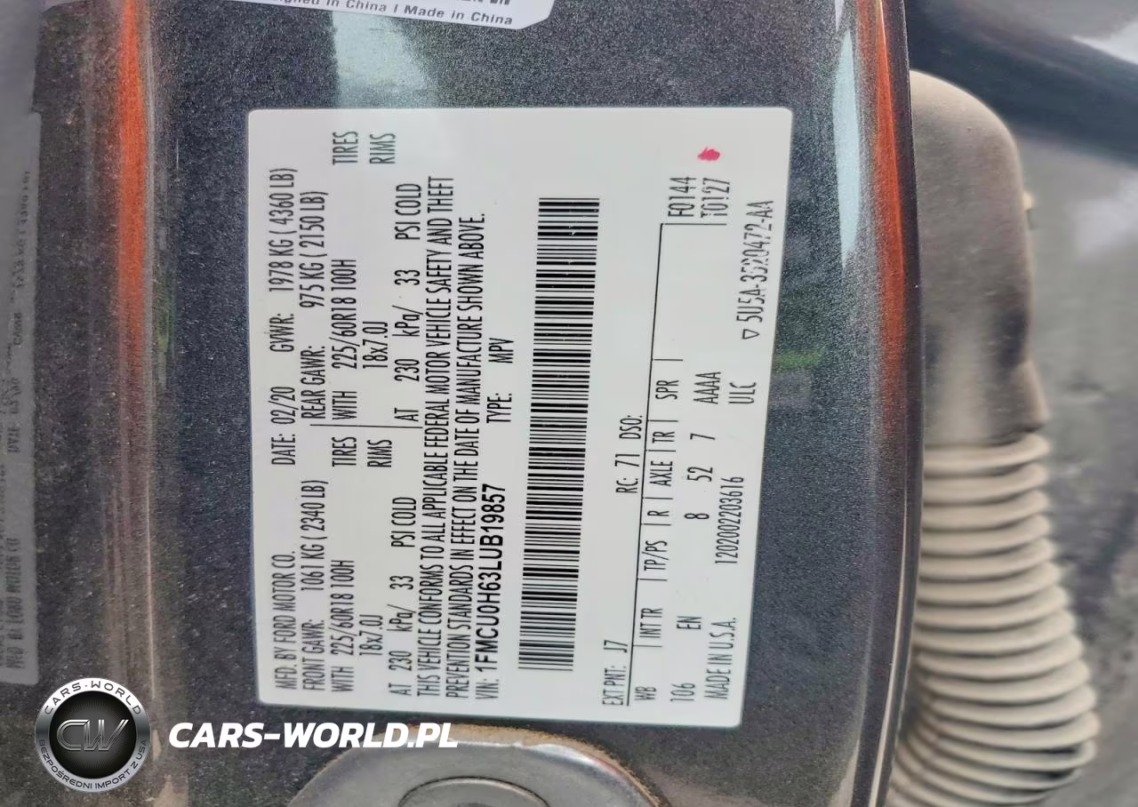 2020 Ford Escape Sel VIN:1FMCU0H63LUB19857 - 12