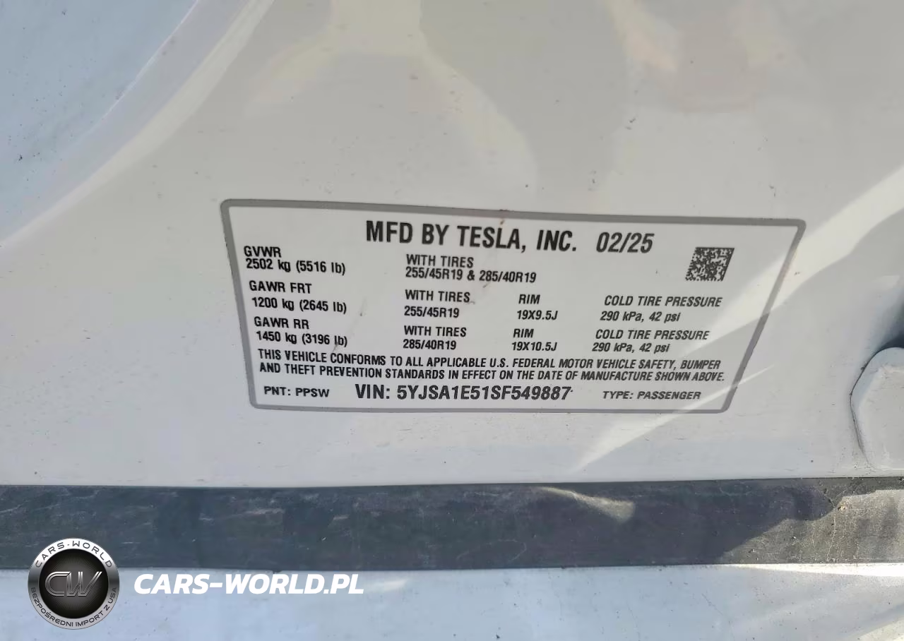 2025 Tesla Model S VIN:5YJSA1E51SF549887 - 12