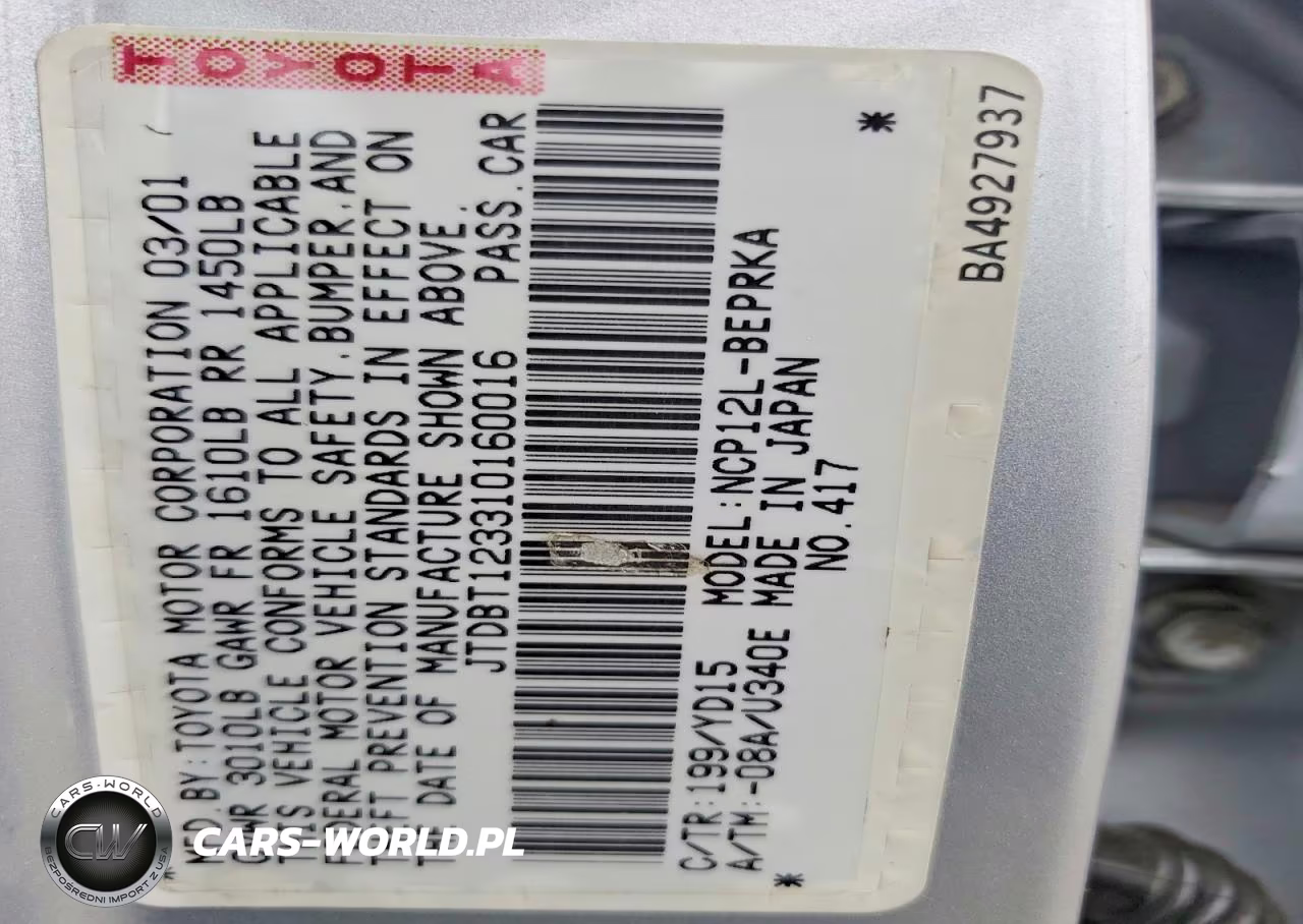 2001 Toyota Echo VIN:JTDBT123310160016 - 12