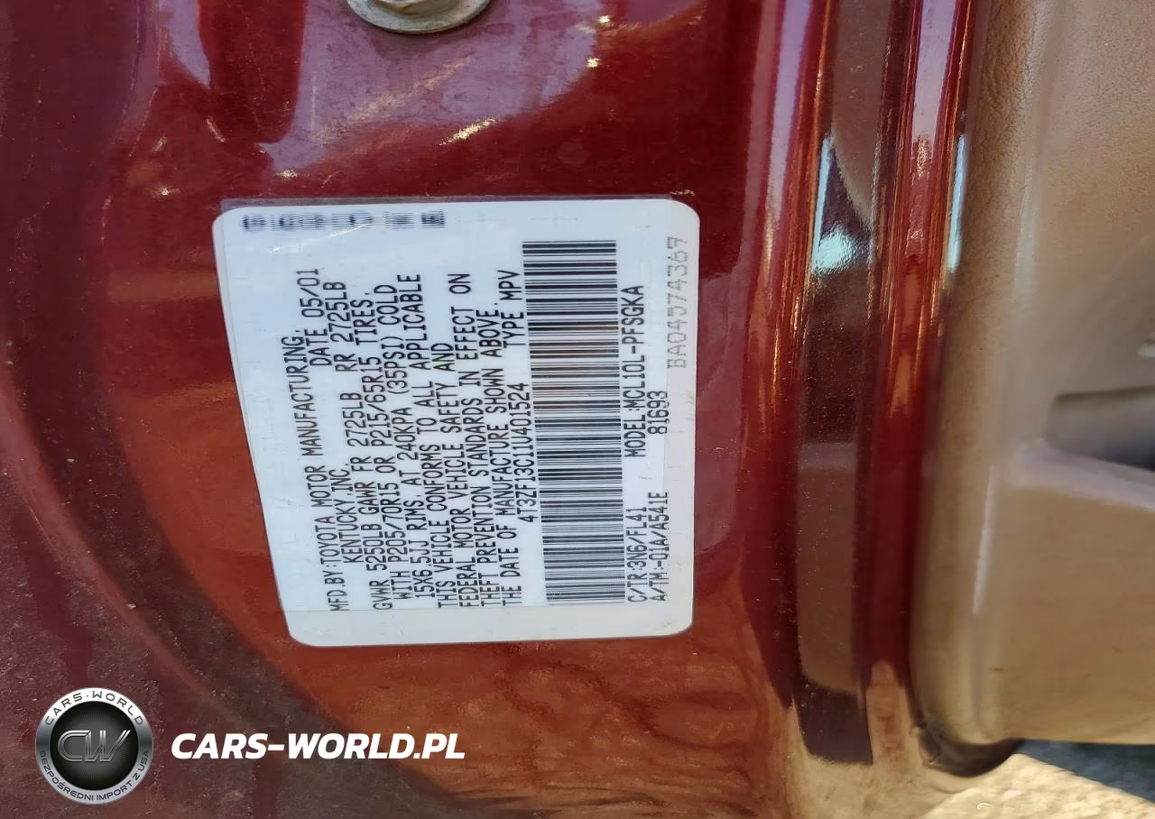 2001 Toyota Sienna Xle VIN:4T3ZF13C11U401524 - 13