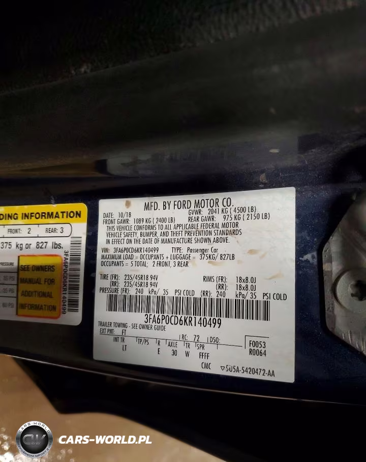 2019 Ford Fusion Sel VIN:3FA6P0CD6KR140499 - 12