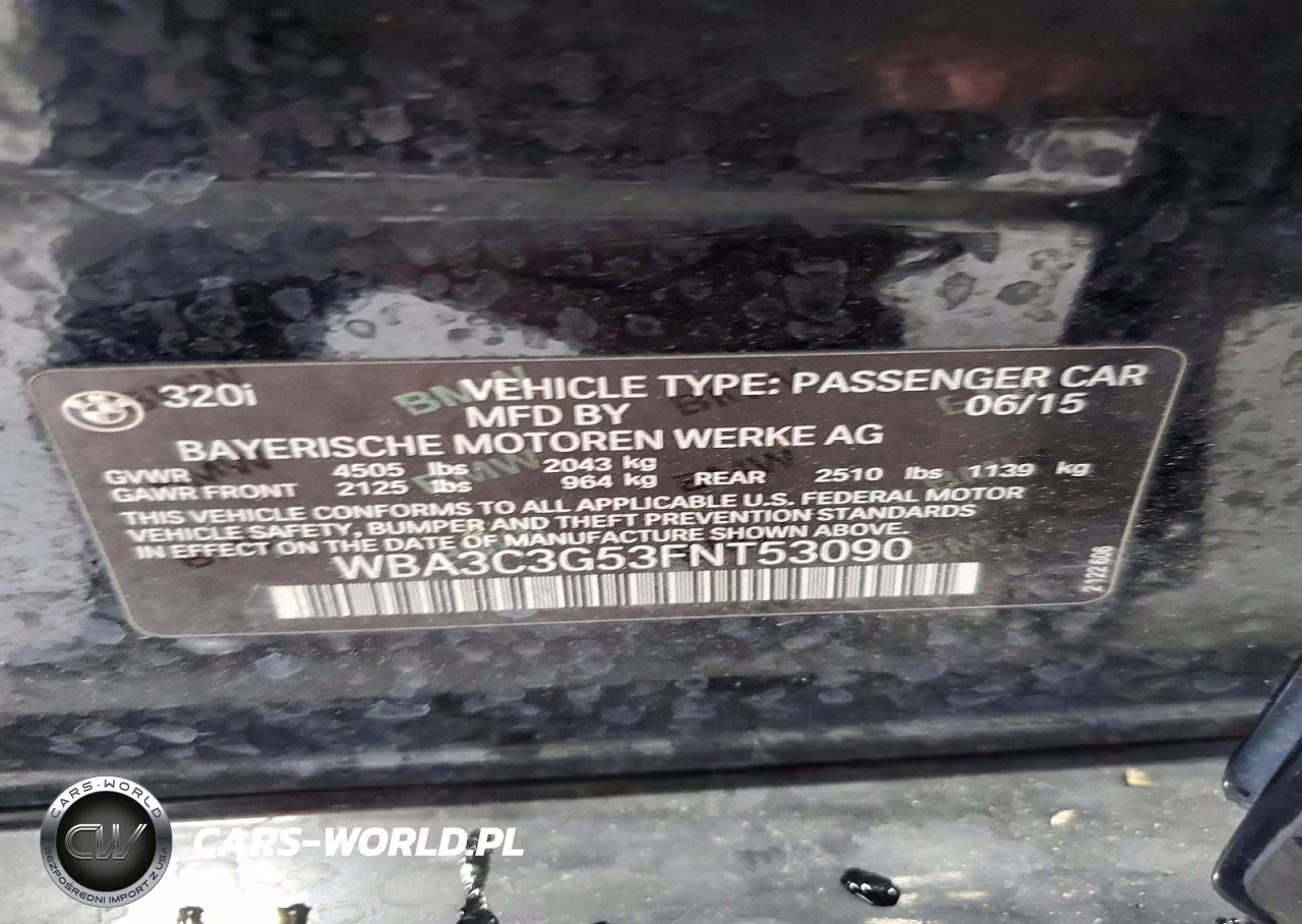 2015 BMW 320 I xDrive VIN:WBA3C3G53FNT53090 - 12
