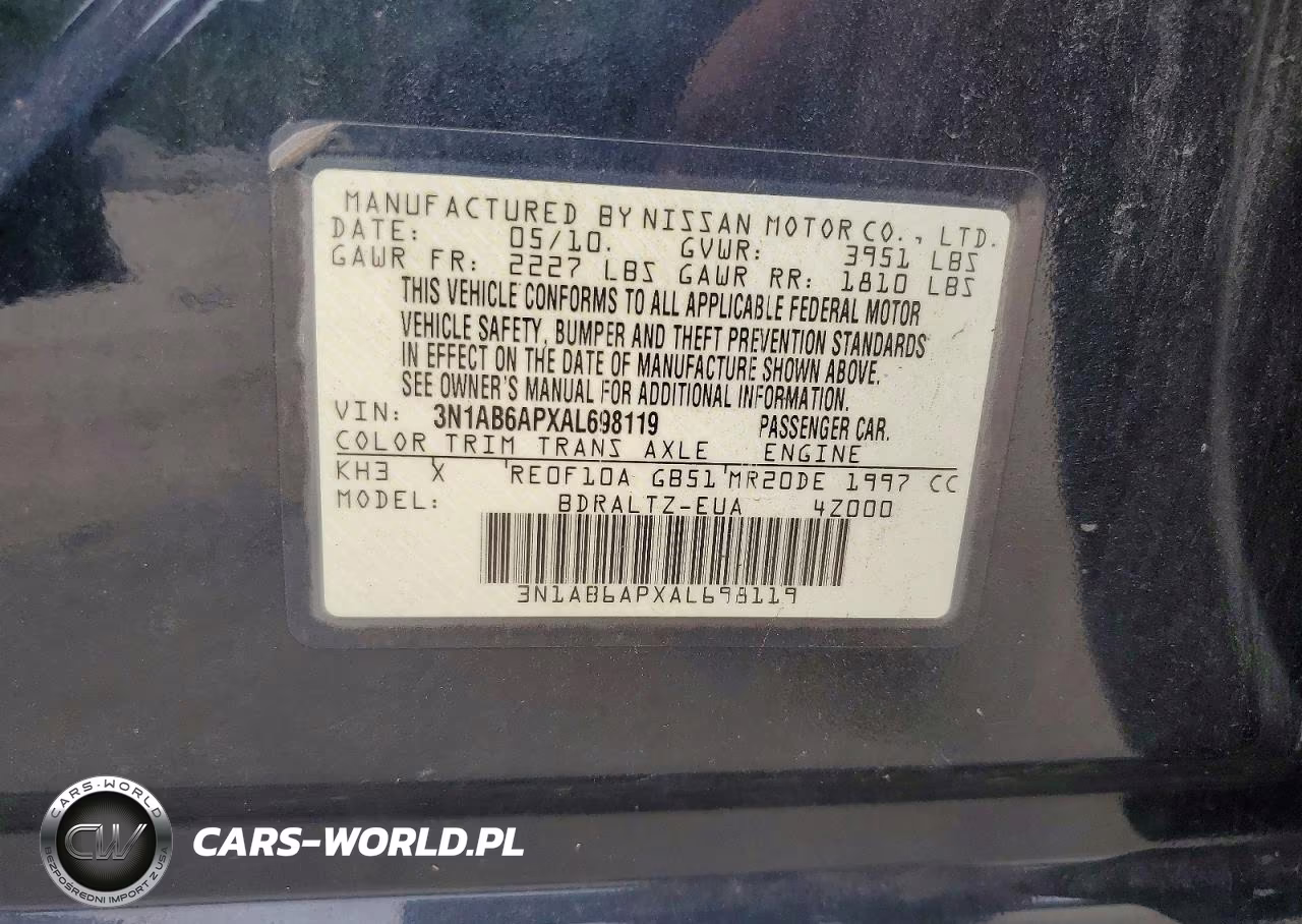 2010 Nissan Sentra VIN:3N1AB6APXAL698119 - 12