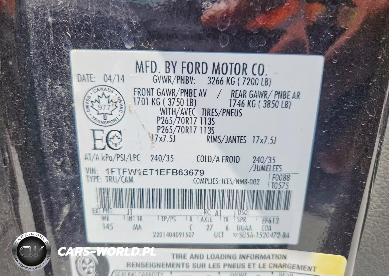 2014 Ford F150 Supercrew VIN:1FTFW1ET1EFB63679 - 13