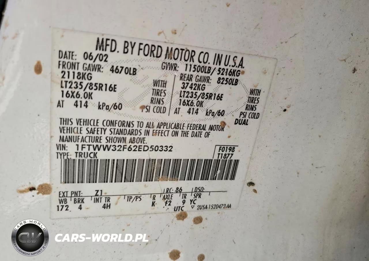 2002 Ford F350 Super Duty VIN:1FTWW32F62ED50332 - 13