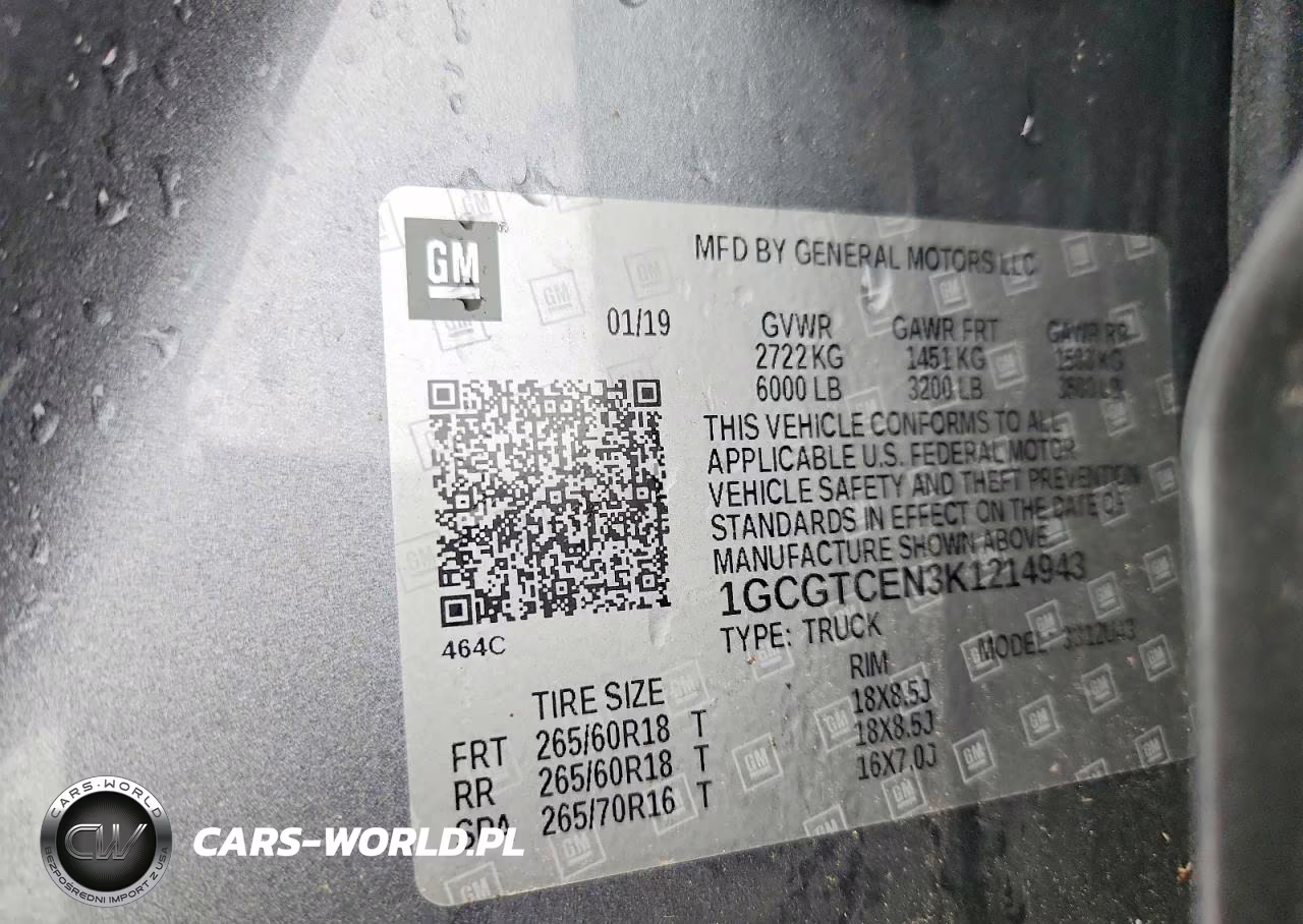 2019 Chevrolet Colorado Lt VIN:1GCGTCEN3K1214943 - 12