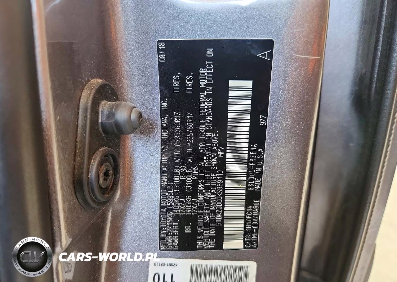 2019 Toyota Sienna Le VIN:5TDKZ3DC0KS969110 - 13
