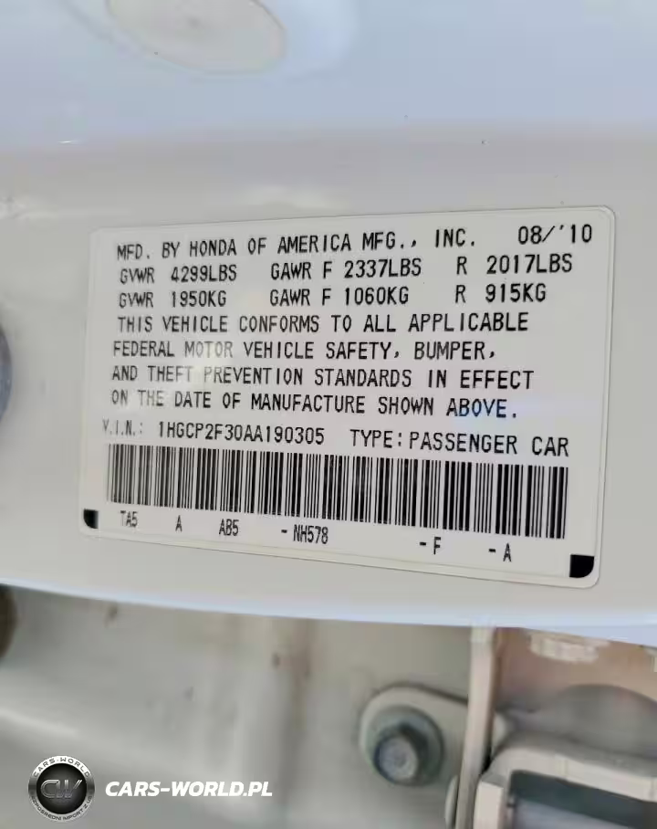 2010 Honda Accord Lx VIN:1HGCP2F30AA190305 - 12
