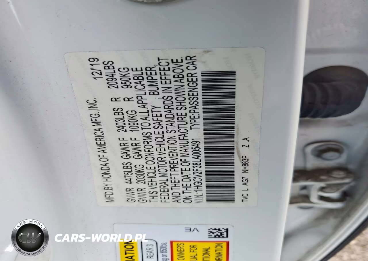 2020 Honda Accord Sport VIN:1HGCV2F38LA005491 - 13