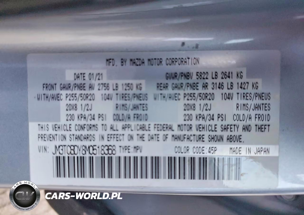 2021 Mazda Cx-9 Grand Touring VIN:JM3TCBDY8M0518368 - 13