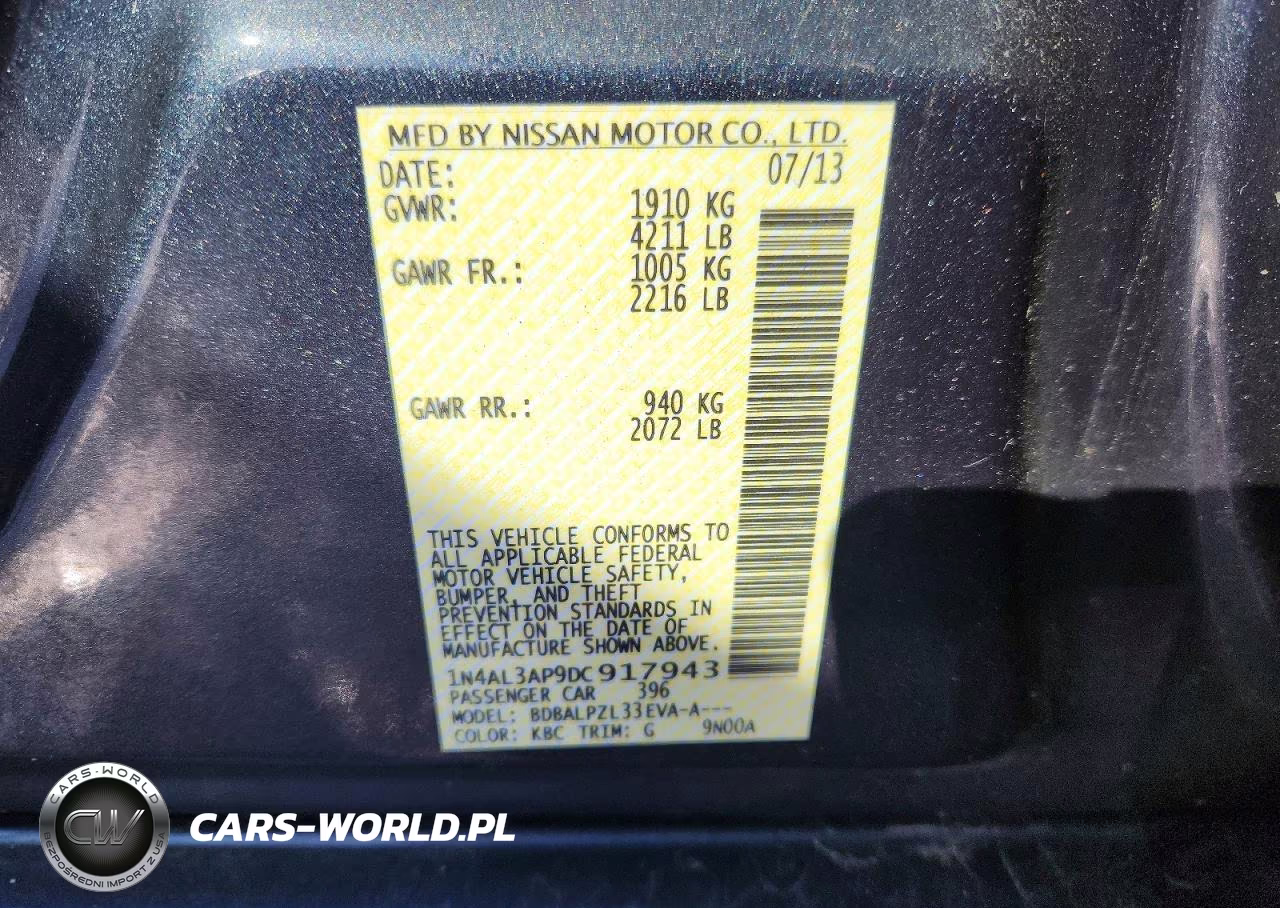 2013 Nissan Altima 2.5 VIN:1N4AL3AP9DC917943 - 12