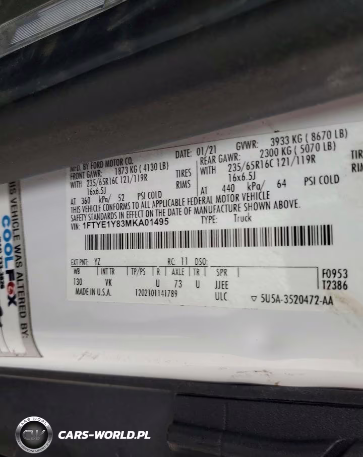 2021 Ford Transit T-150 VIN:1FTYE1Y83MKA01495 - 13